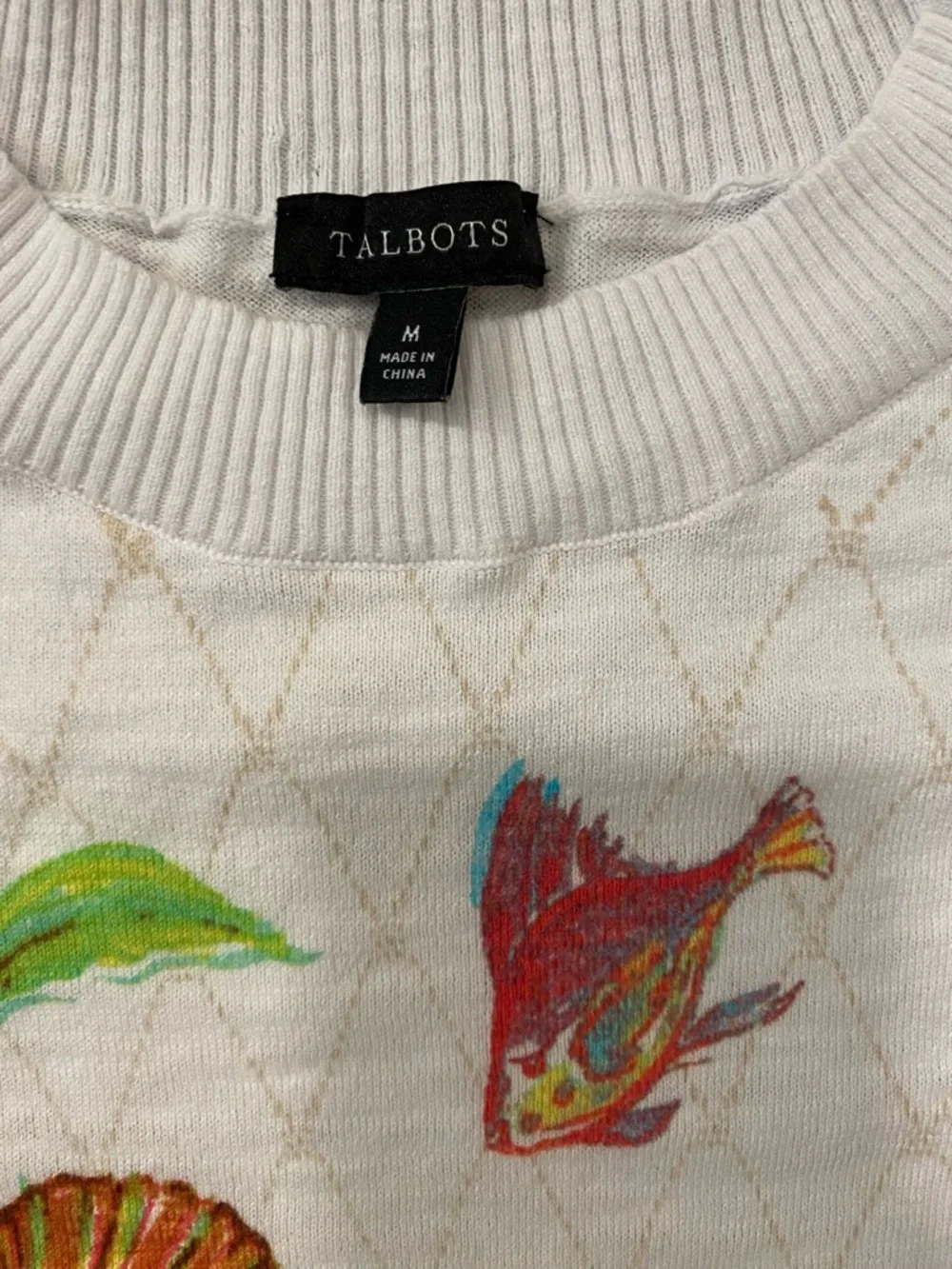 Talbots Cap Sleeve Pullover Underwater World - Picture 3 of 7